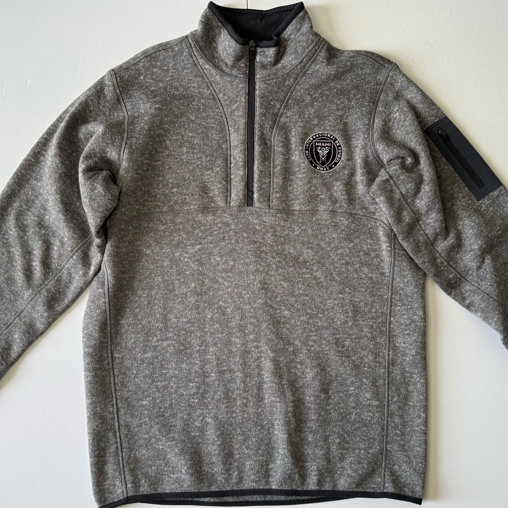 Inter Miami CF Antigua Fortune Quarter-Zip Lg Pullover Jacket - Heather Gray